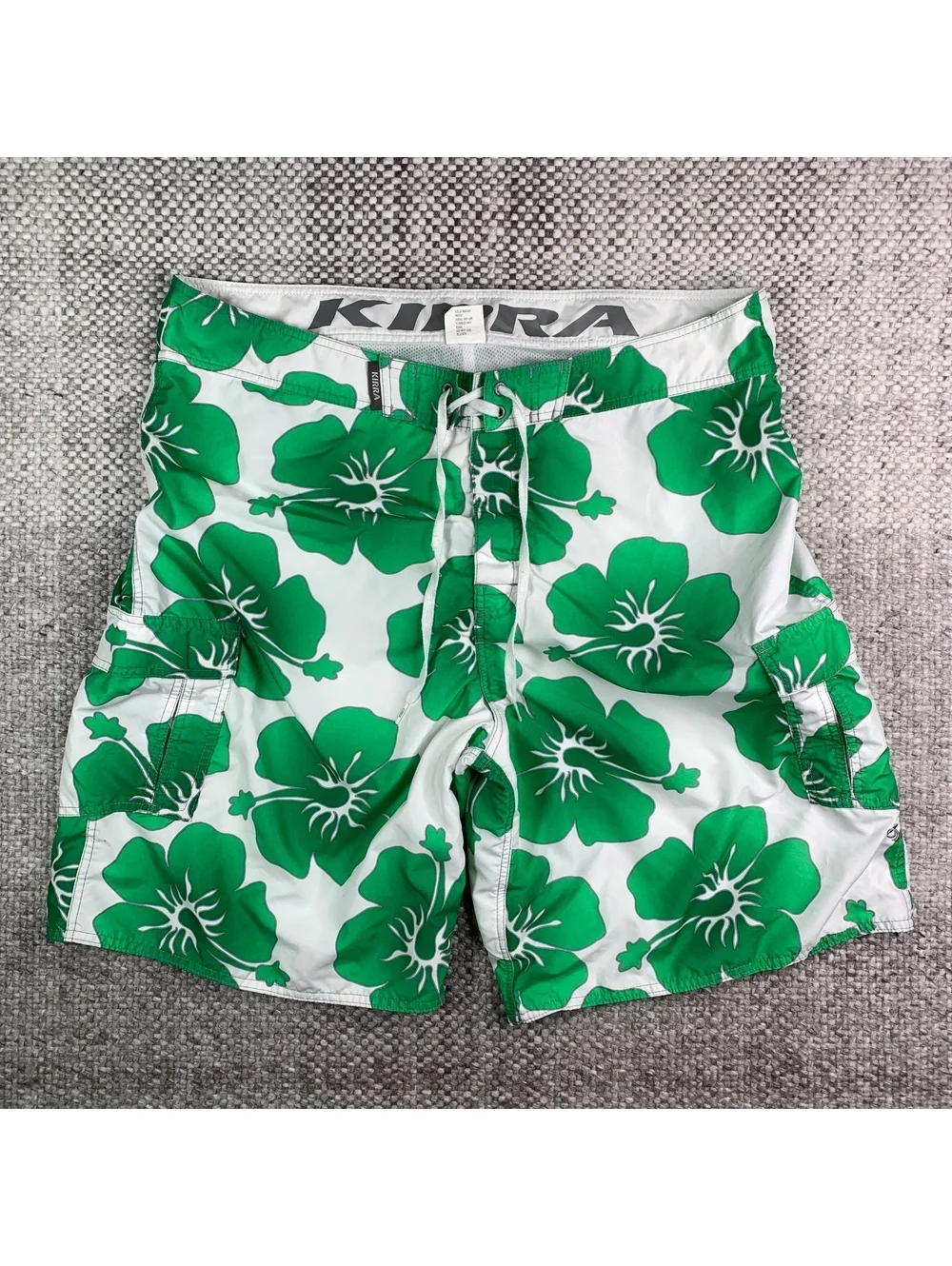 Kirra Men's Green and White Floral Board Shorts